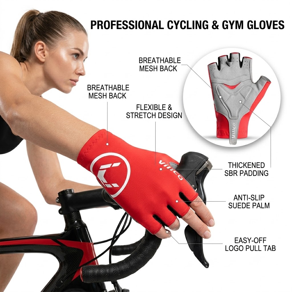 Mountain Biking Gloves Mens - Fietshandschoenen Heren Dames Halve Vinger Sport